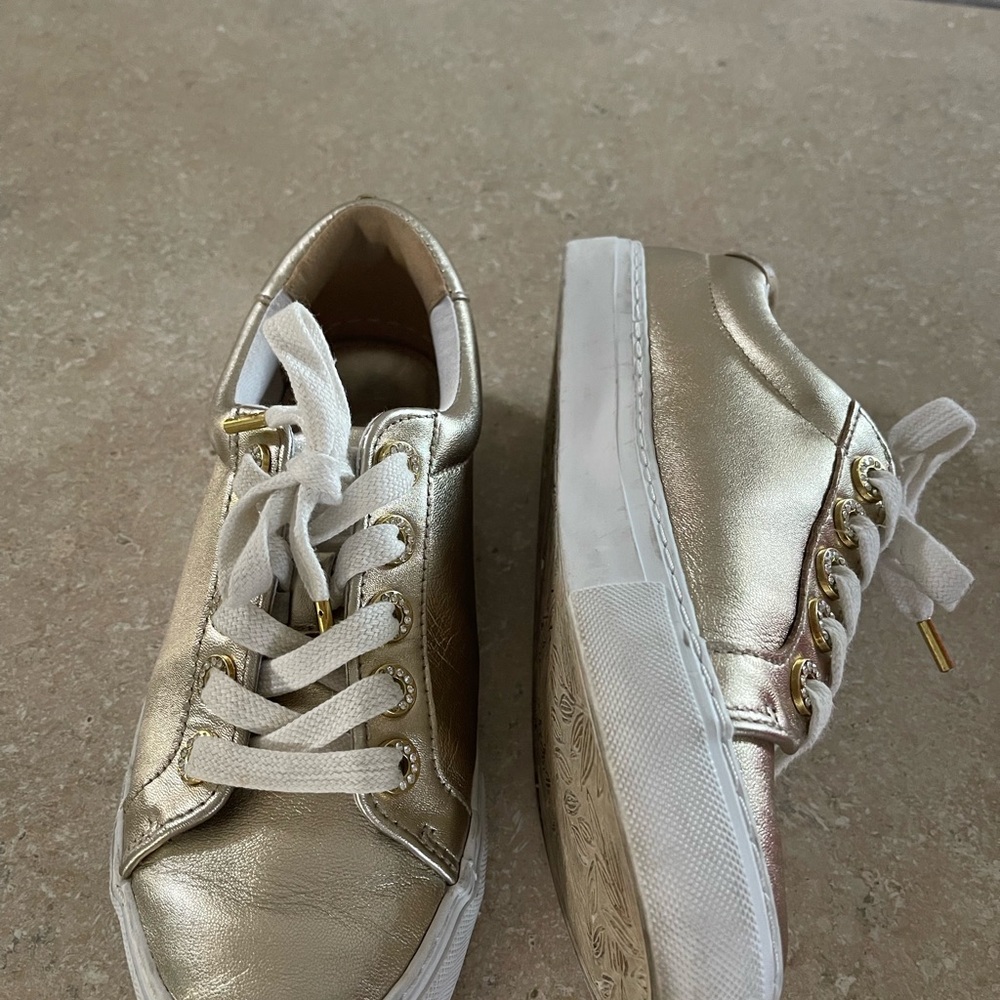 Lilly Pulitzer Gold Sneakers with White Laces - Picture 2 of 5